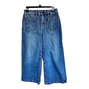 Point Sur Wide Leg Cropped Jeans Size 28 High Rise Blue Denim